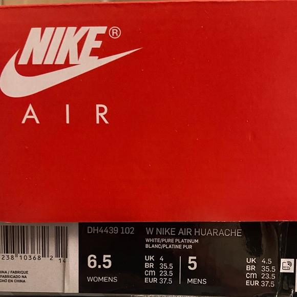 NIB 👟✨Nike Air Huarache Sneaker Run Triple White Pure Platinum Size 6.5 Retro - Picture 9 of 9